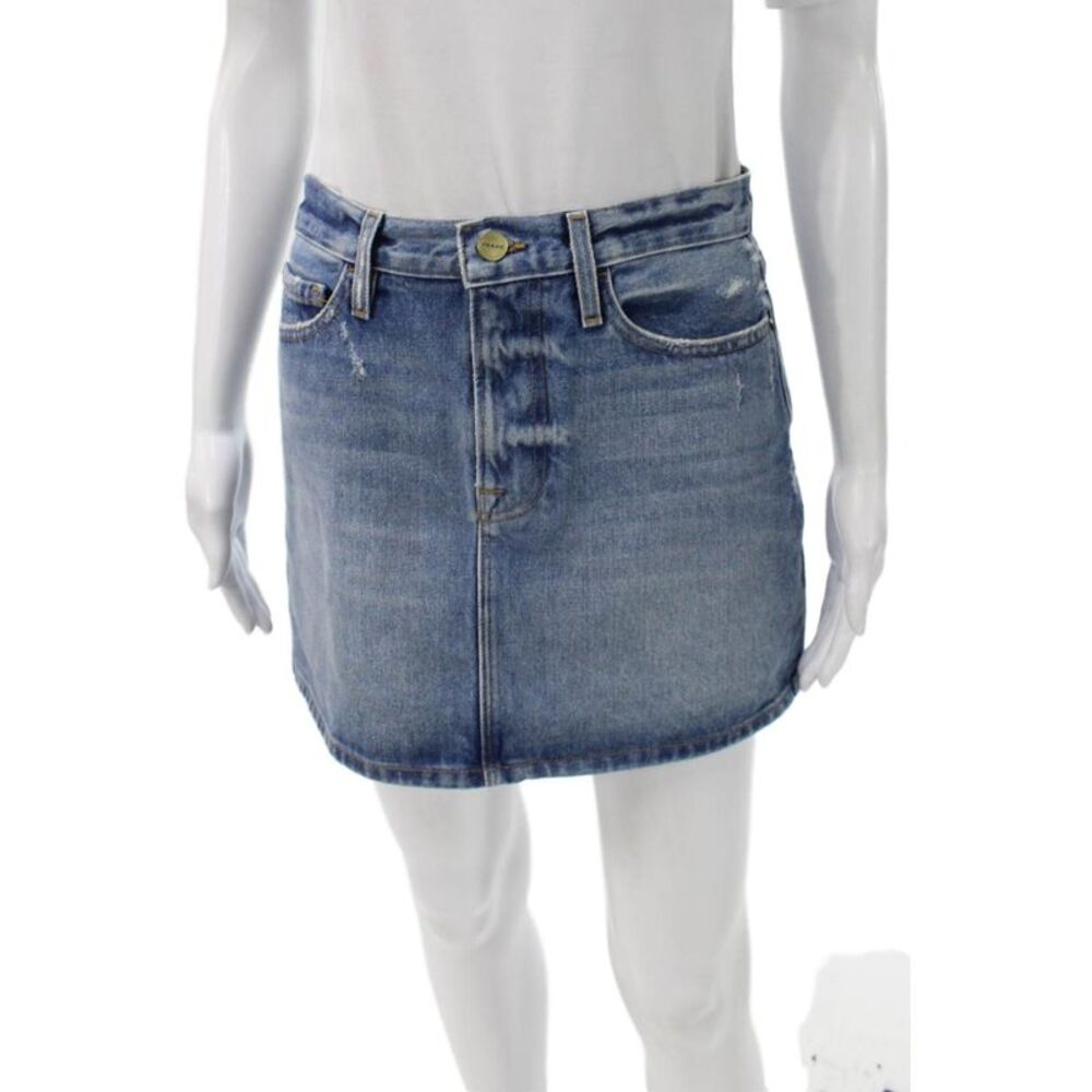Frame Denim Womens Mini Denim Skirt Blue Button Size 26